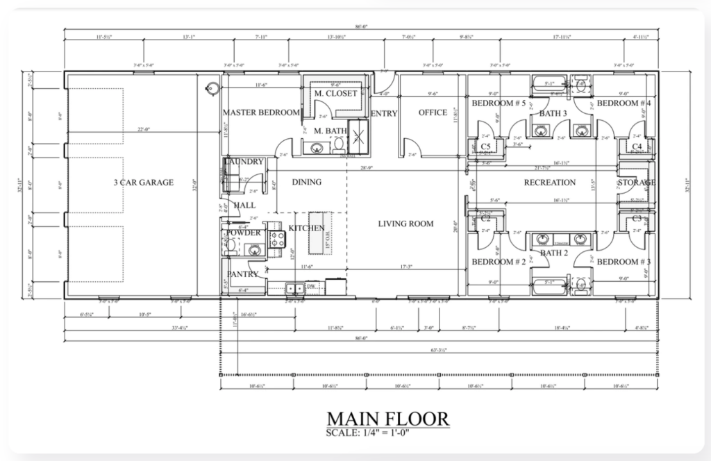 barndominium floor plan with garage